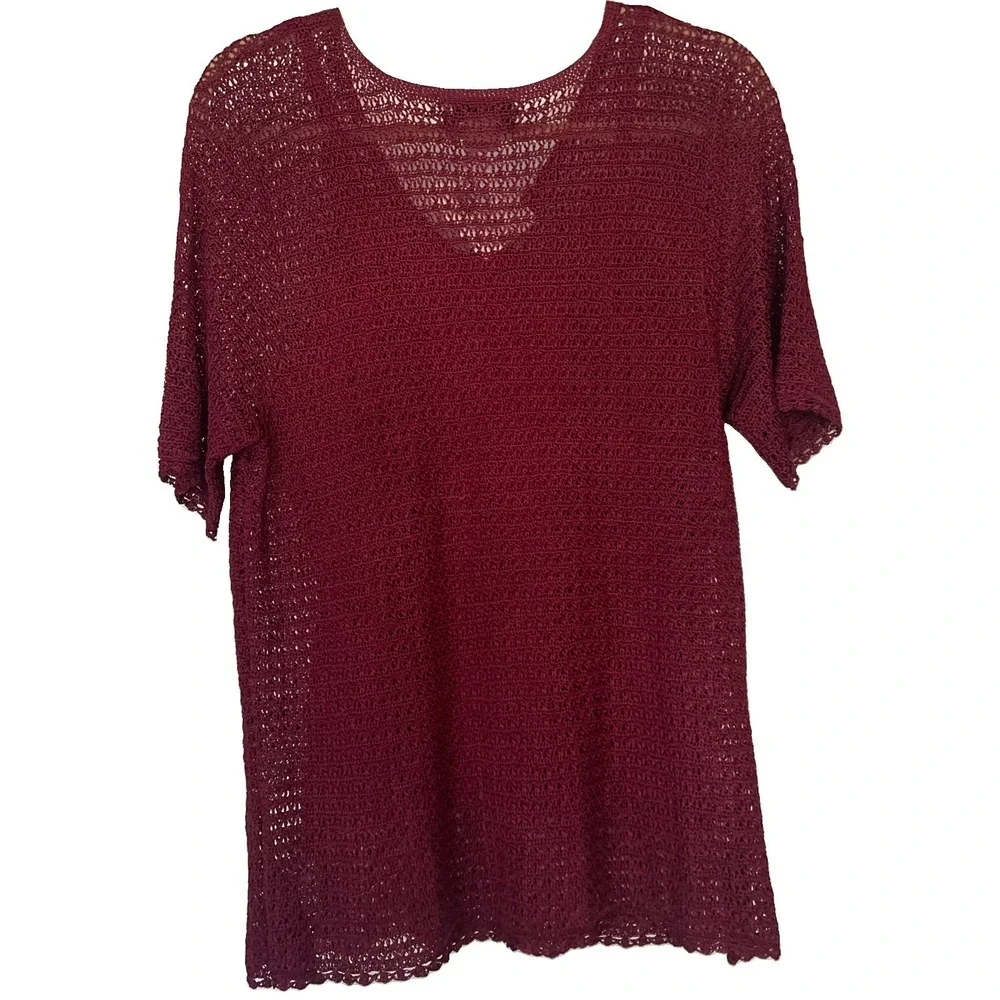Alfani Woman 1X Burgundy Long Sleeve Knit Sweater Pullover Plus Size EUC